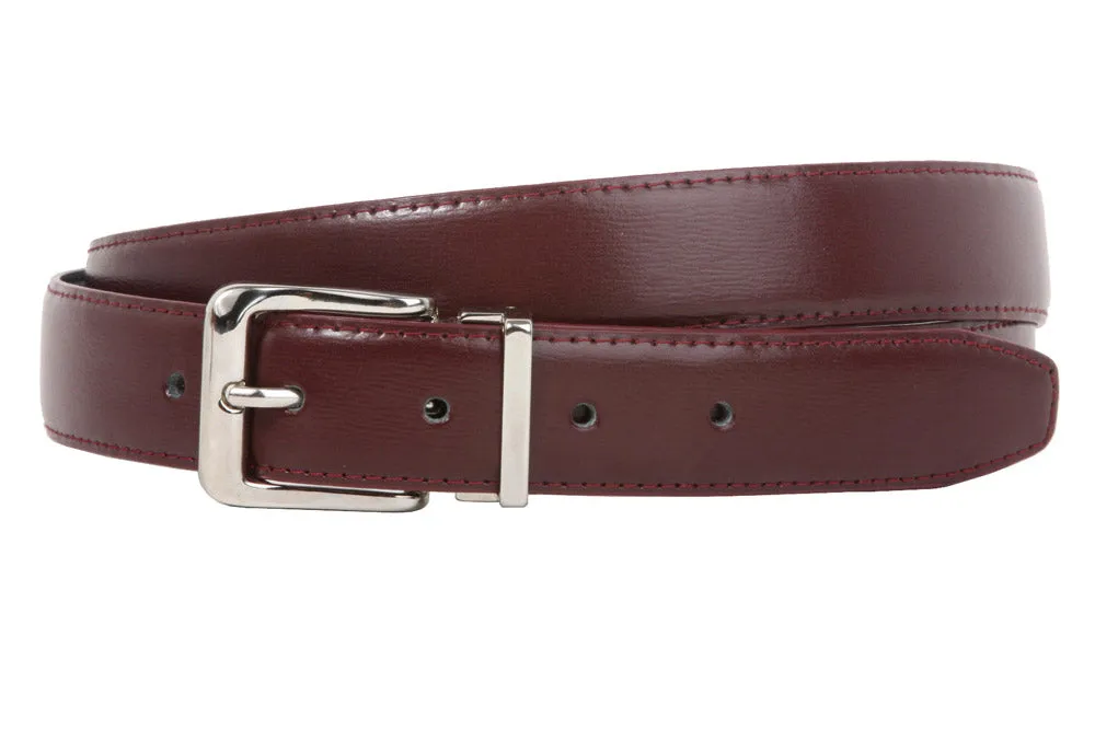1 1/8 Inch Clamp On Single Loop Silver One Size Fits All Feather Edged Faux Leather Dress Belt