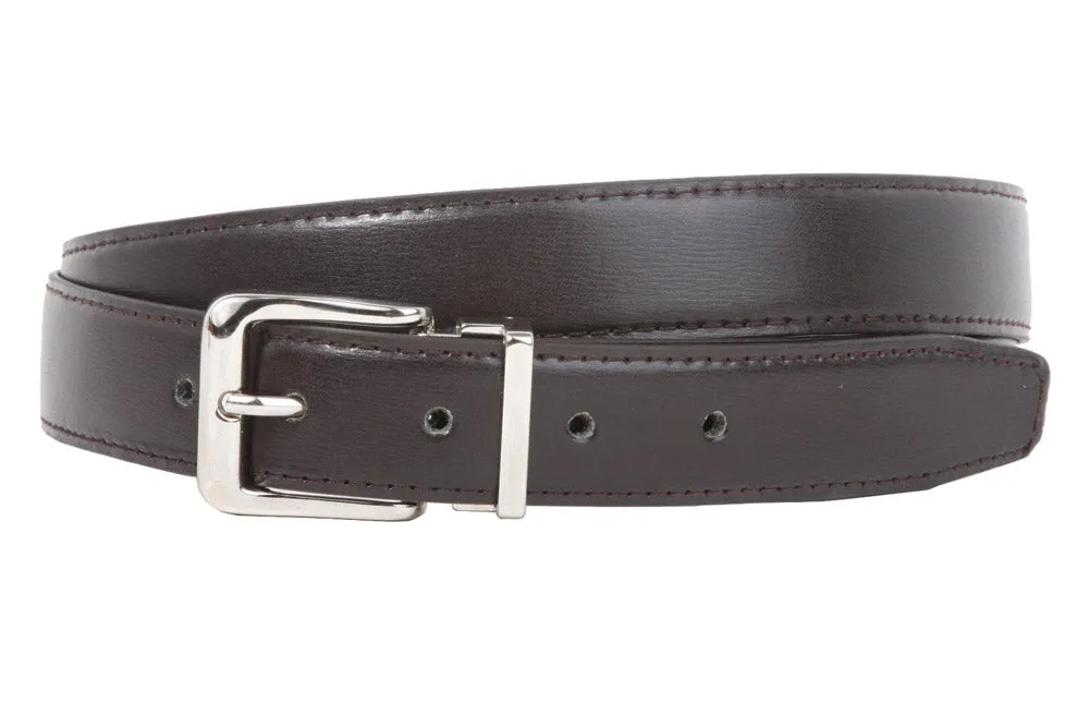 1 1/8 Inch Clamp On Single Loop Silver One Size Fits All Feather Edged Faux Leather Dress Belt