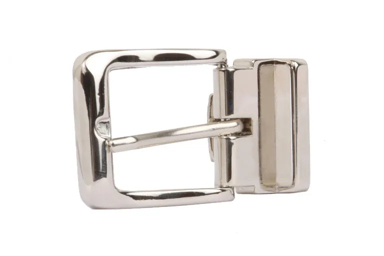 1 1/8 Inch Clamp On Single Loop Silver One Size Fits All Feather Edged Faux Leather Dress Belt
