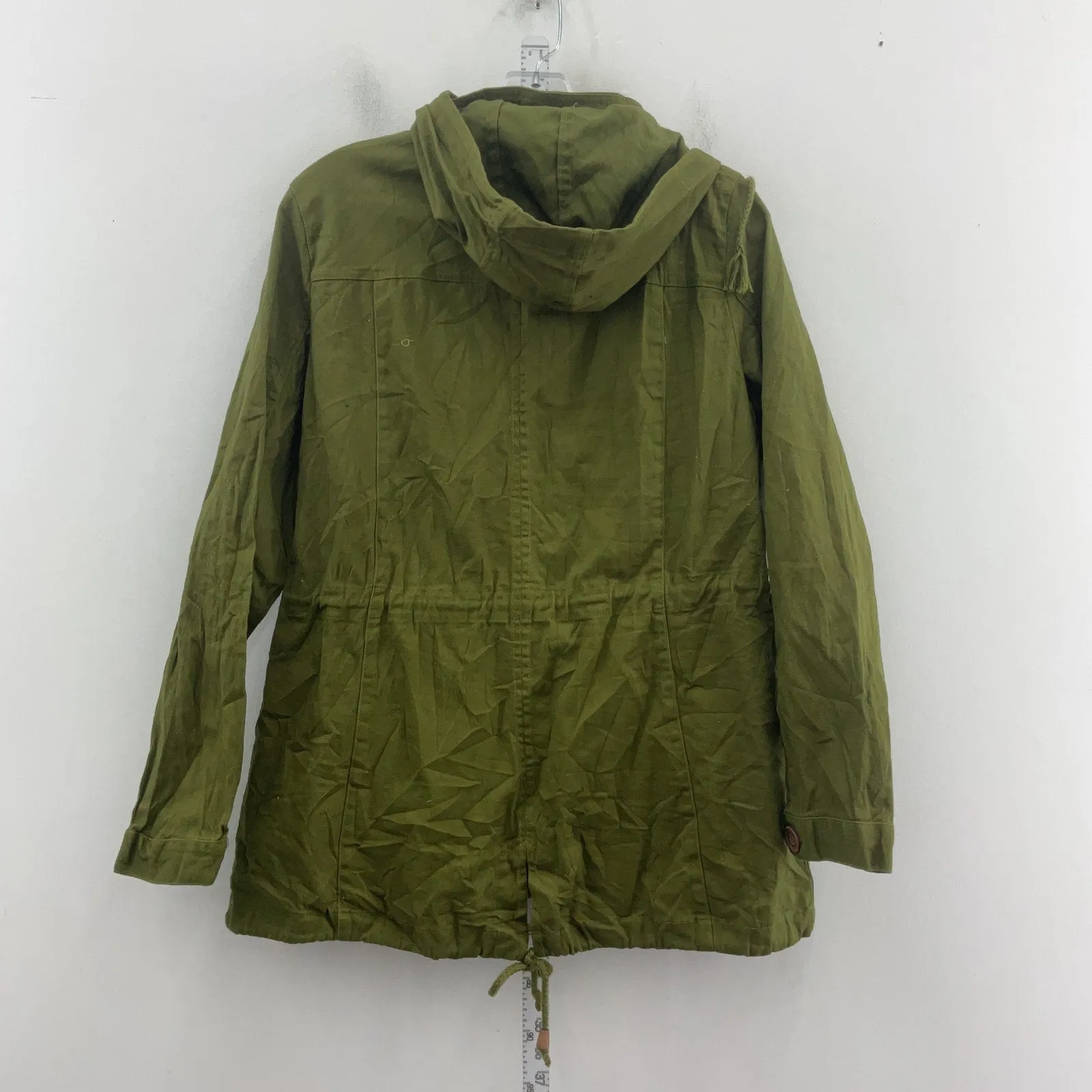 1 Sunset Lane Women's Hooded Field-Style Green Military Jacket Cotton L