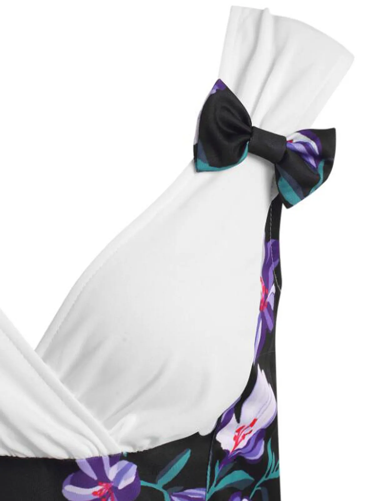 1950s Patchwork Bowknot Swing Dress