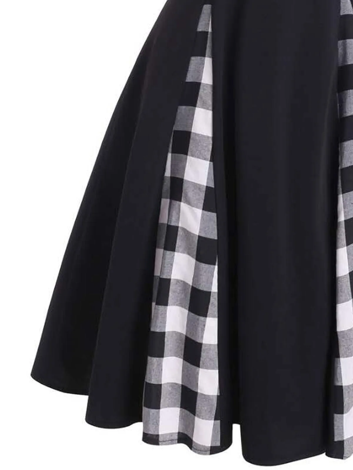 1950s Patchwork Bowknot Swing Dress