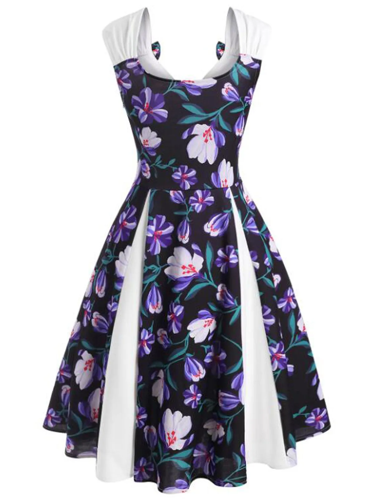 1950s Patchwork Bowknot Swing Dress