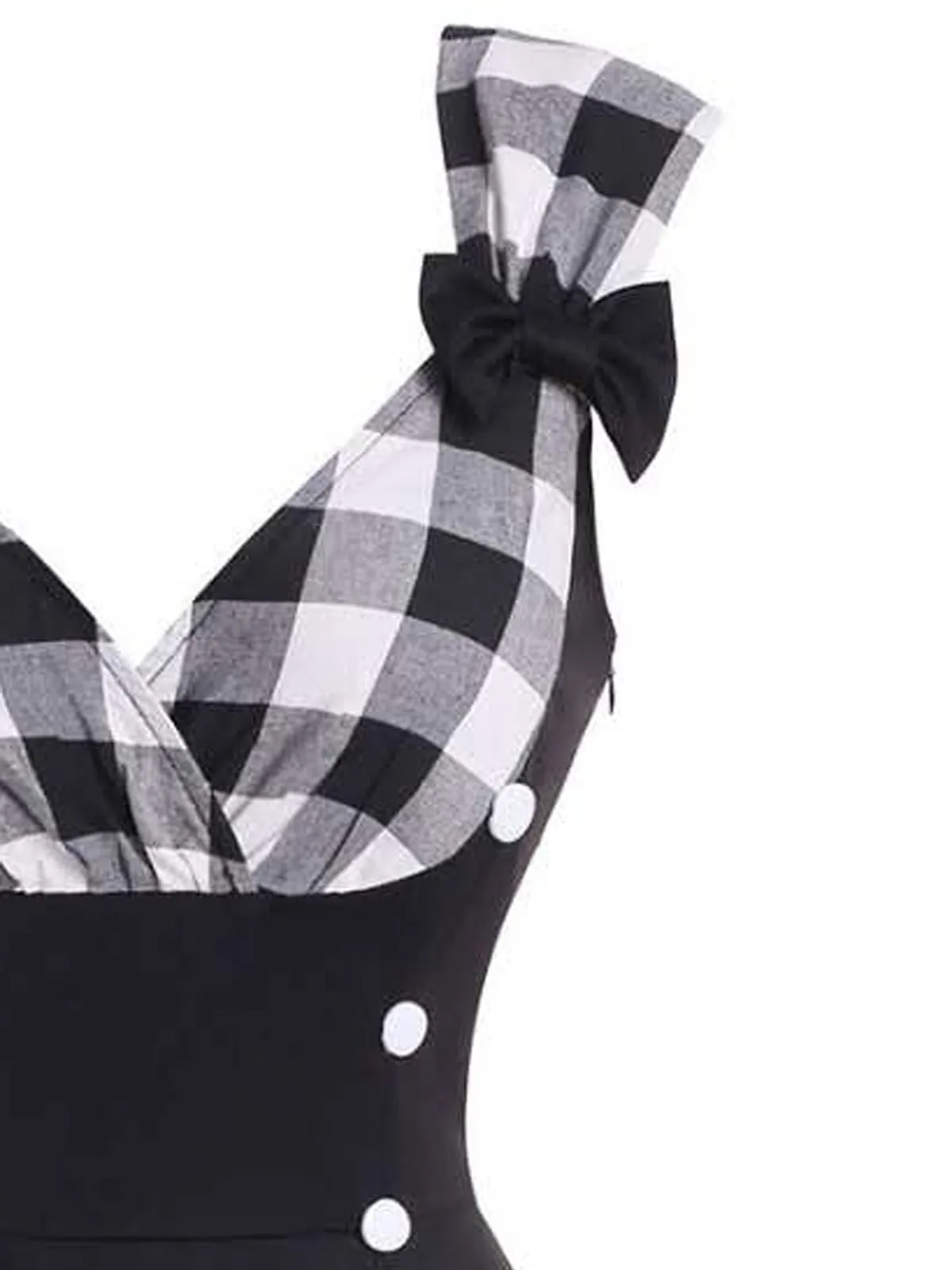 1950s Patchwork Bowknot Swing Dress