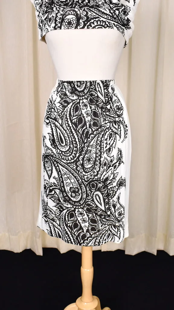1960s Vintage Brown Paisley Skirt Set