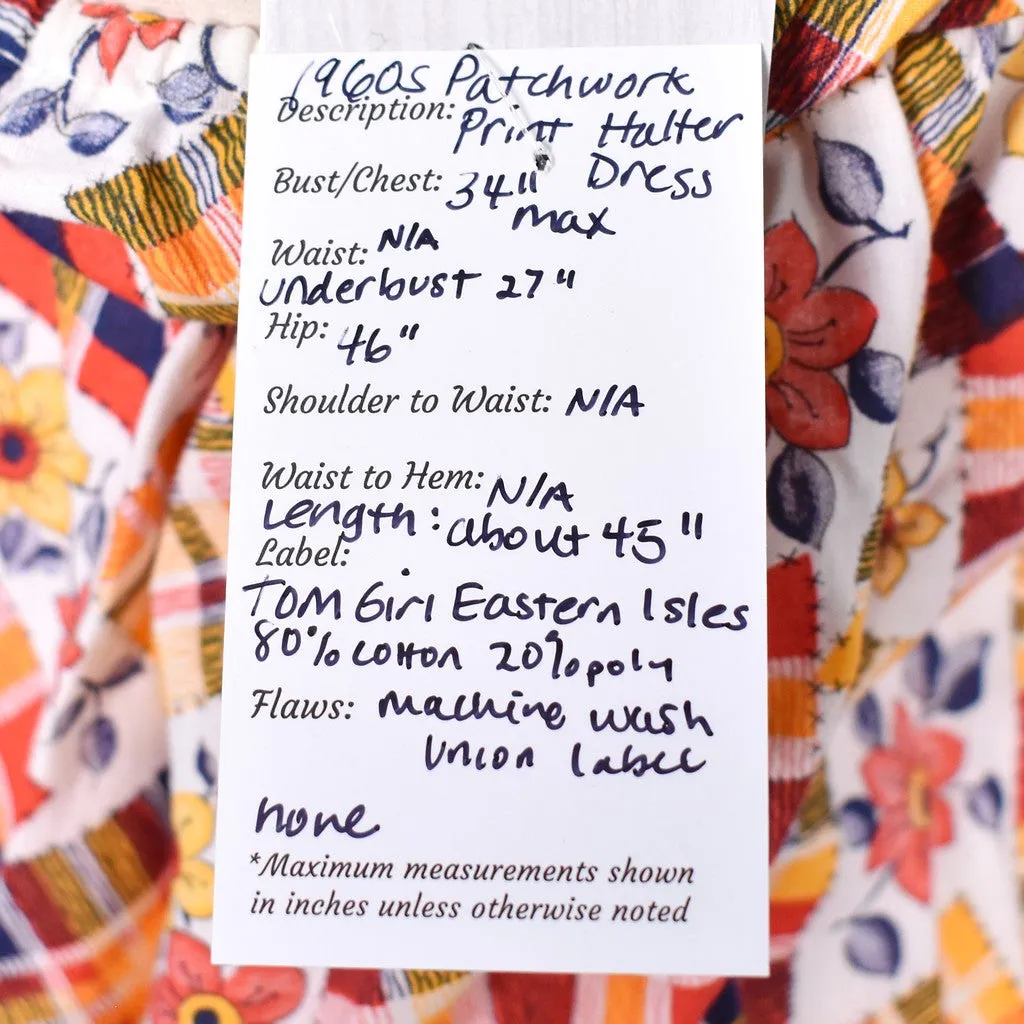 1960s Vintage Patchwork Halter Maxi