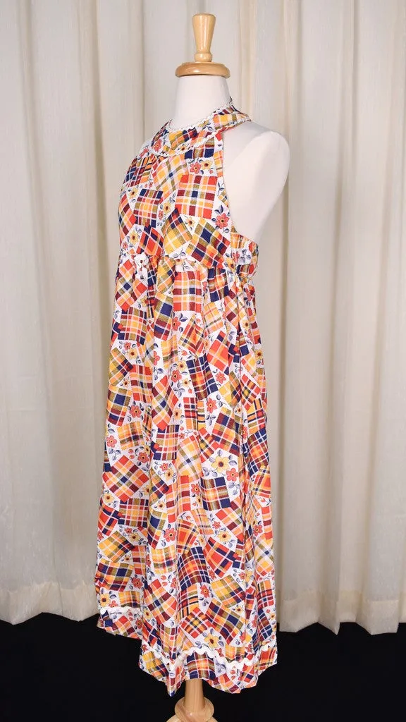 1960s Vintage Patchwork Halter Maxi