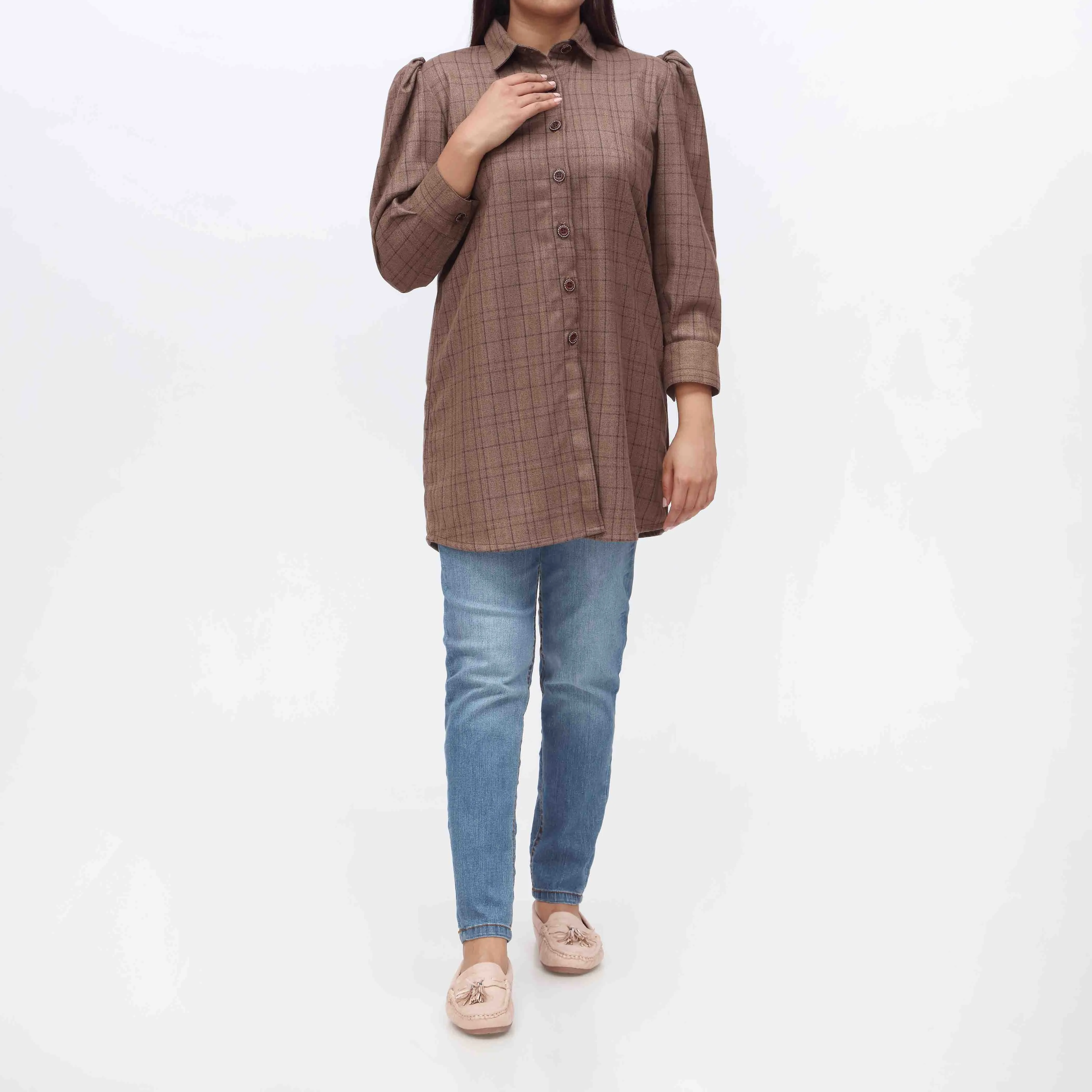 1PC- Flannel Checkered Top PW3264