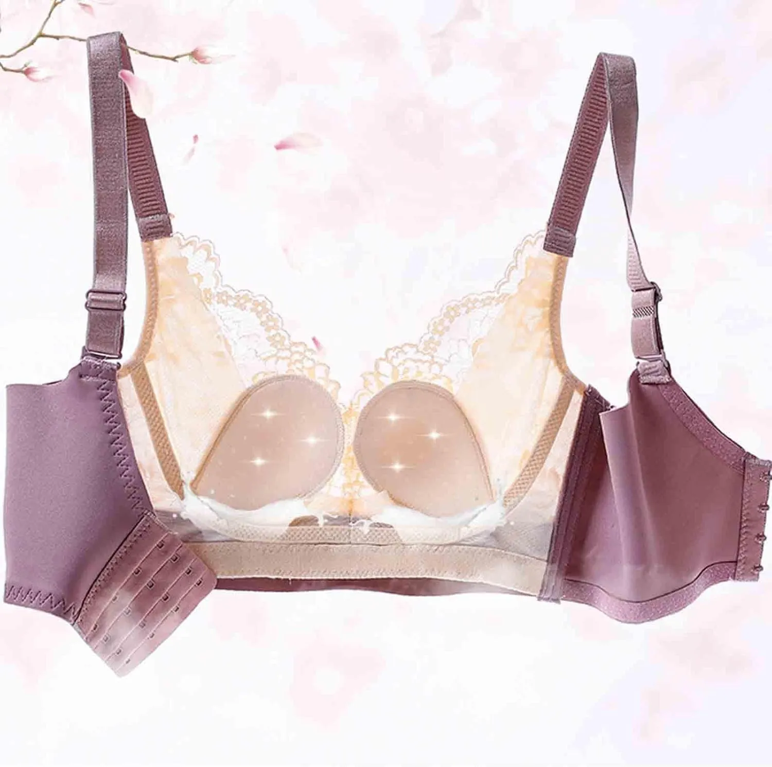 2024 New Bras for Women V Neck T-Shirt Lace Brassiere Push Up Bras for Women Comfortable Stretchable Straps Bra