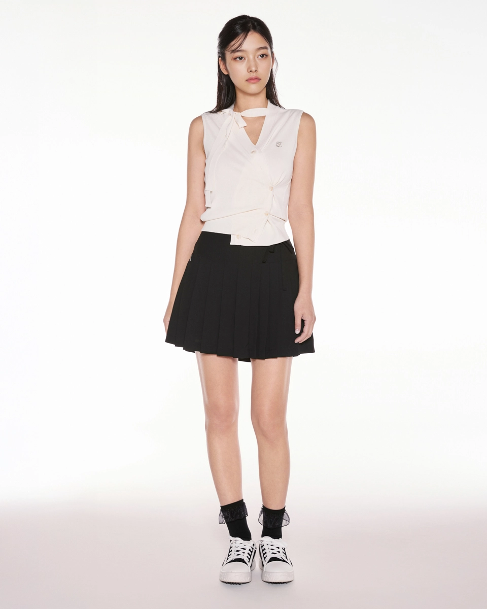 2-Way tie knit vest - Ivory City Layer Style