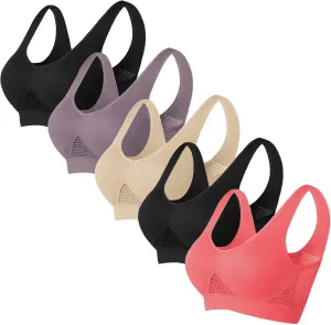 2PC Women's Mesh Breathable Comfortable Bras for Women Wirefree Bra Stretchable Straps Bra Uplift Bra Sports Bra