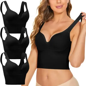 3Pcs Sports Bra High Impact Straps Backless Sports Bras Workout for Women Comfortable Supportive Training Push Up Gym