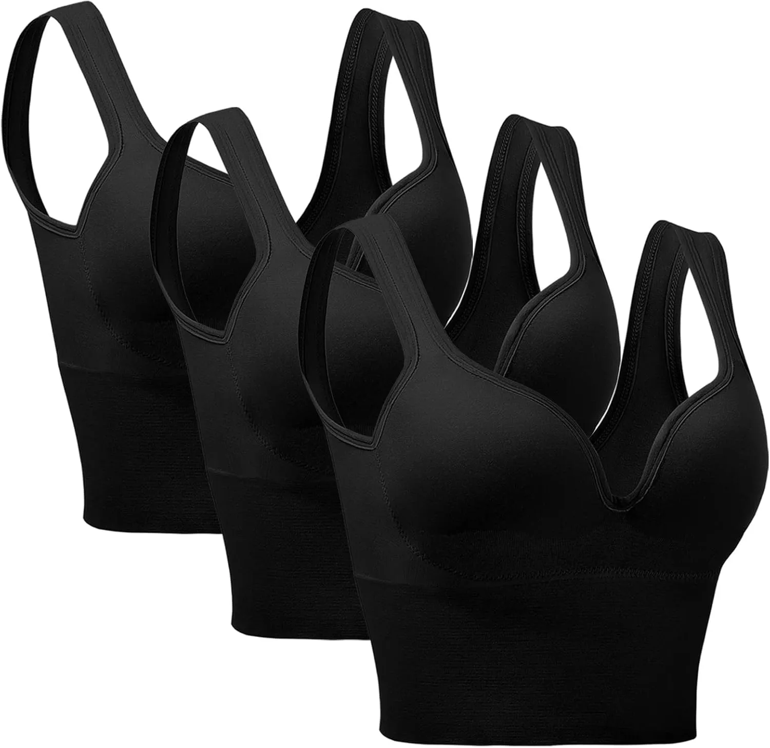 3Pcs Sports Bra High Impact Straps Backless Sports Bras Workout for Women Comfortable Supportive Training Push Up Gym