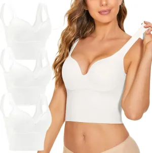 3Pcs Sports Bra High Impact Straps Backless Sports Bras Workout for Women Comfortable Supportive Training Push Up Gym