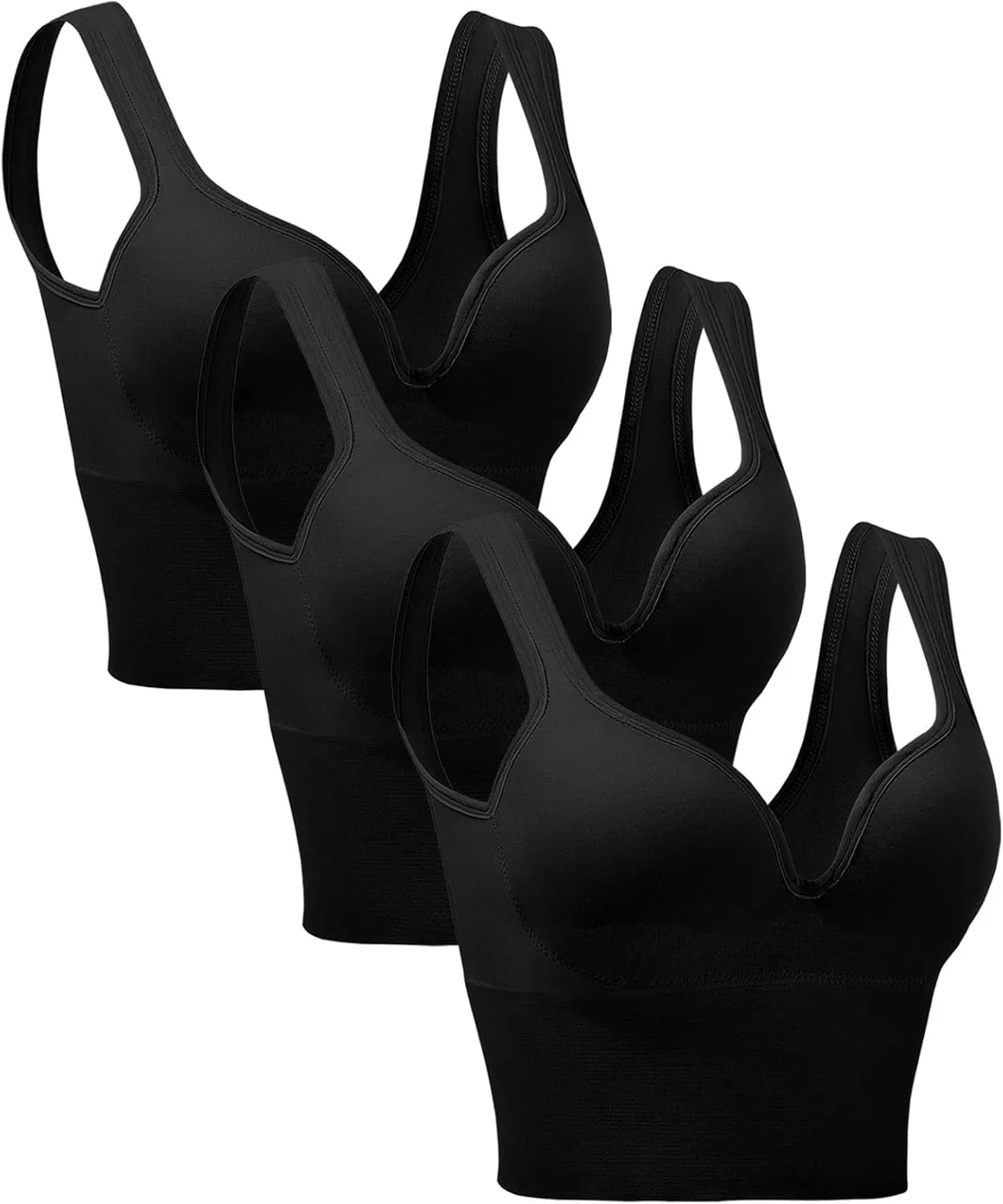 3Pcs Sports Bra High Impact Straps Backless Sports Bras Workout for Women Comfortable Supportive Training Push Up Gym
