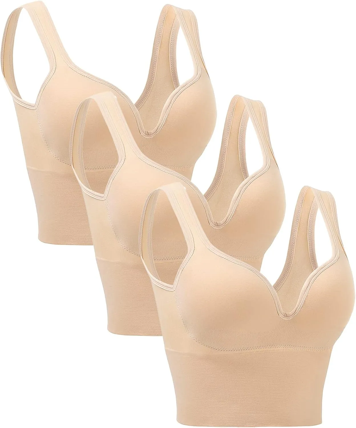 3Pcs Women's Sport Compression Sports Bra Sports Bras Comfortable Running Backless High Impact Straps Supportive Gym