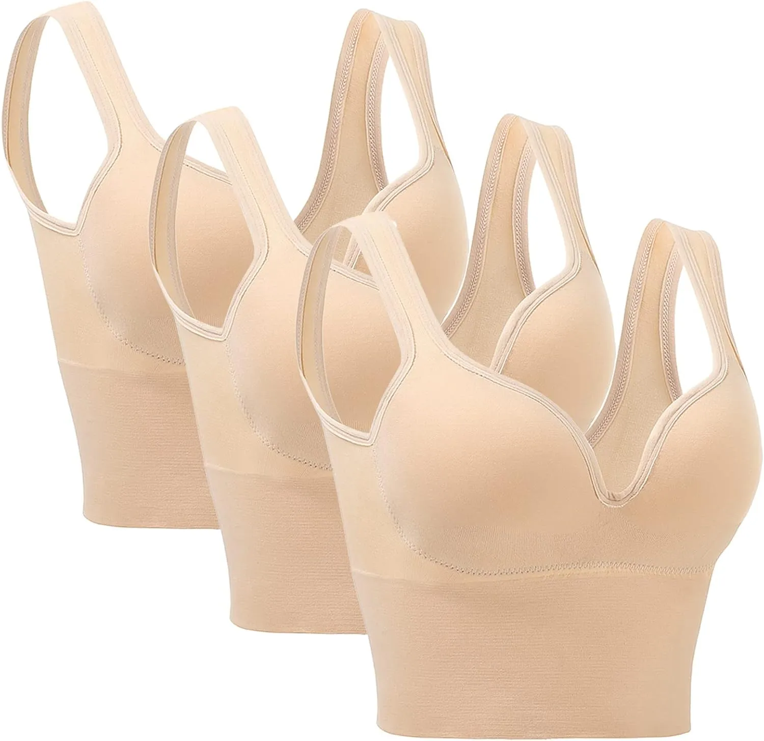 3Pcs Women's Sport Compression Sports Bra Sports Bras Comfortable Running Backless High Impact Straps Supportive Gym