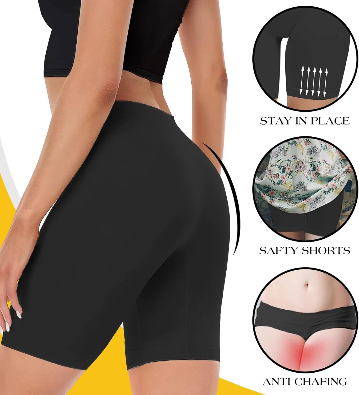 4 Pack Seamless Anti Chafing Slip Shorts for Women Under Dresses, Smooth Boy Shorts Underwear for Summer