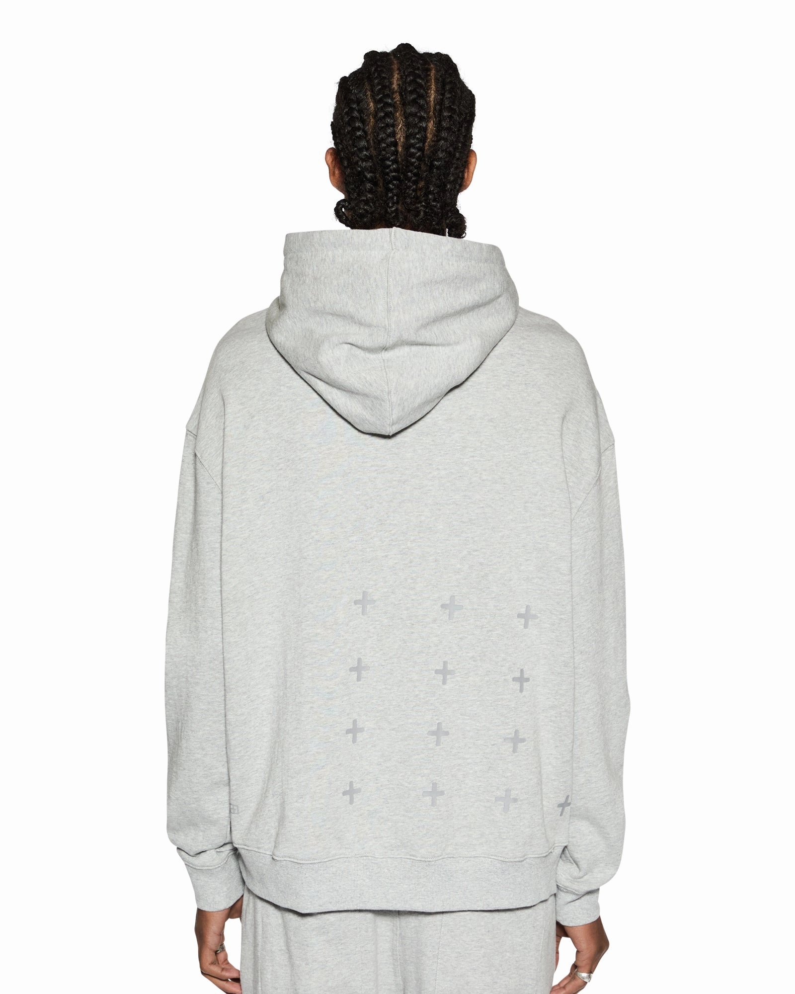 4 X 4 BIGGIE HOODIE GREY MARLE OdorResistant Technology Ribbed Hem Finish