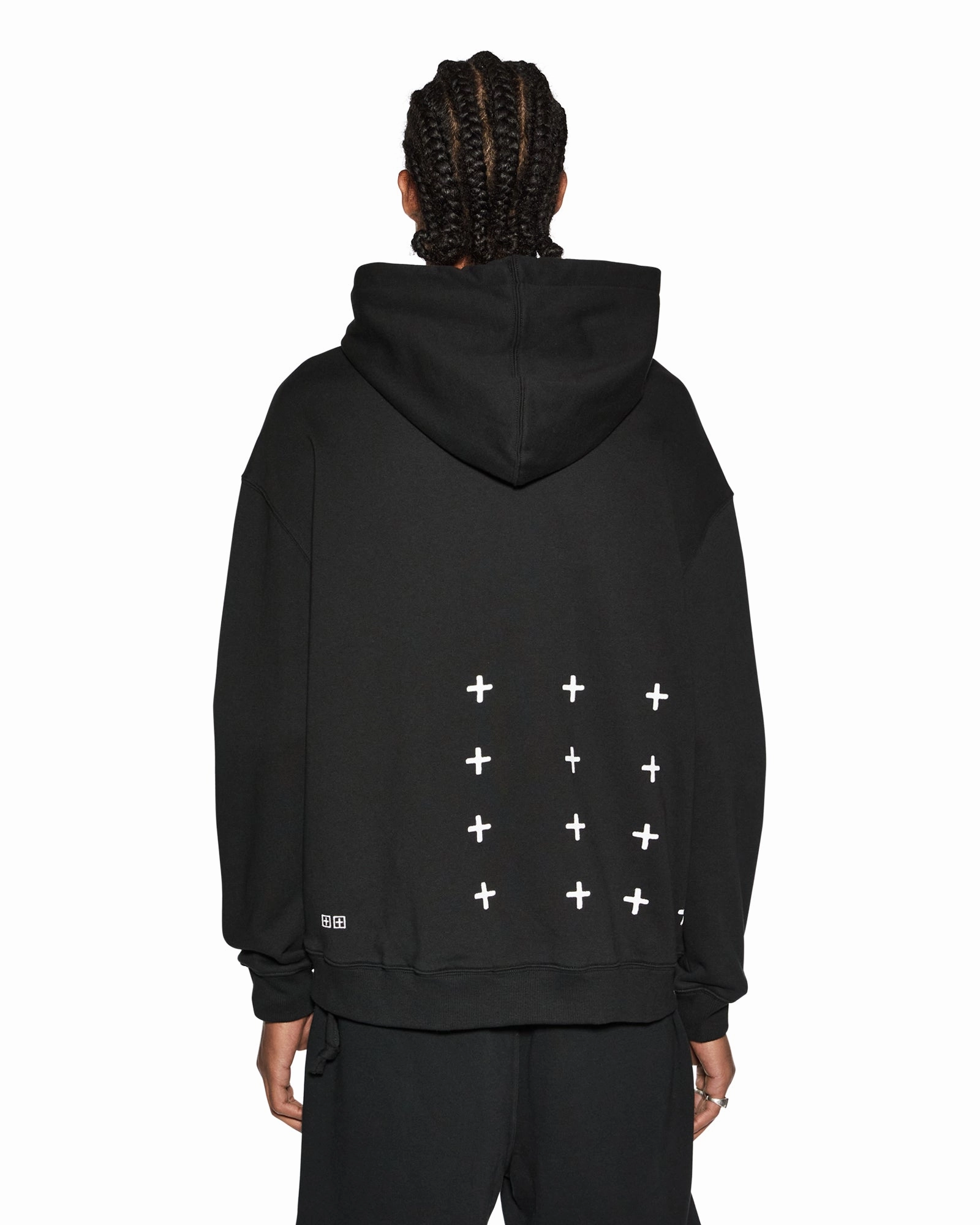 4 X 4 BIGGIE HOODIE JET BLACK Reinforced Hems