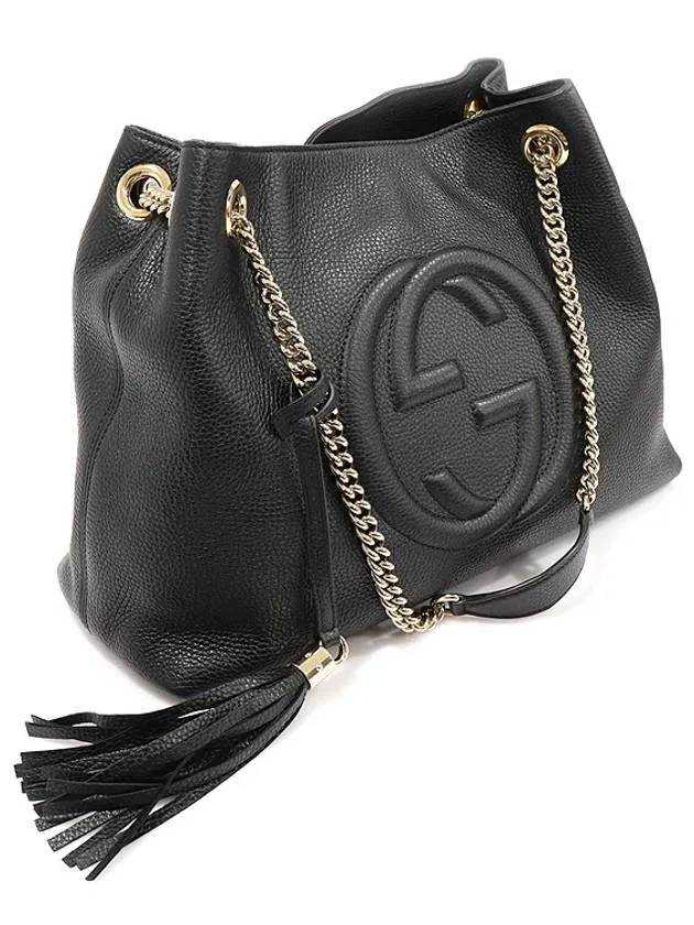 536196 Black leather gold plated Soho tassel shoulder bag