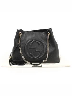 536196 Black leather gold plated Soho tassel shoulder bag