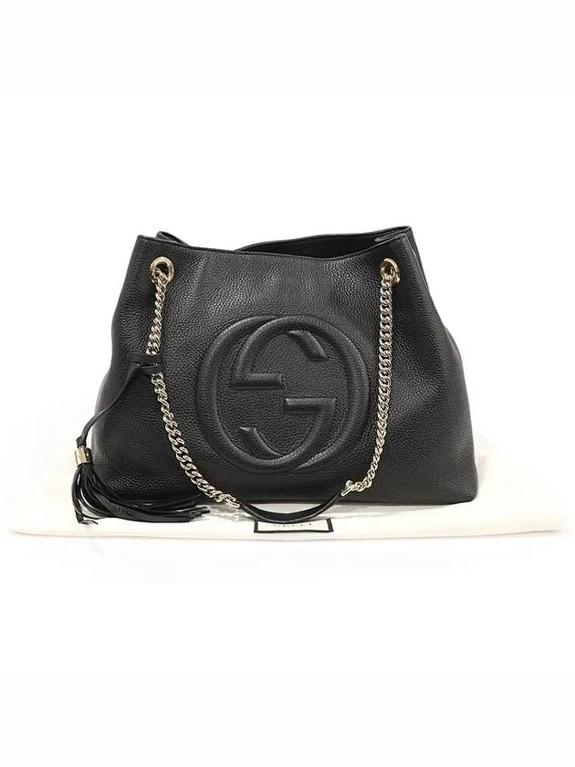 536196 Black leather gold plated Soho tassel shoulder bag