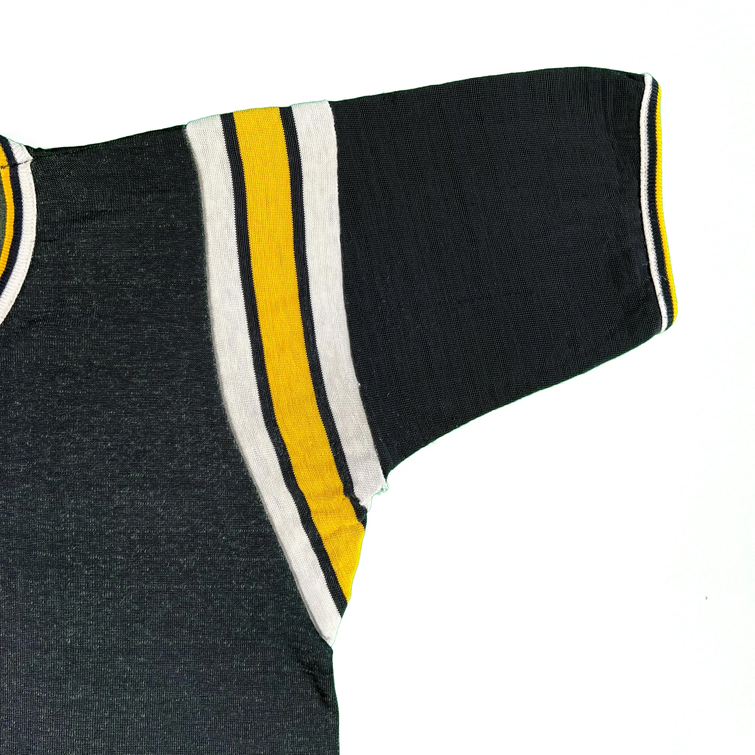 60s Black & Yellow Durene Ringer Jersey Tee- M