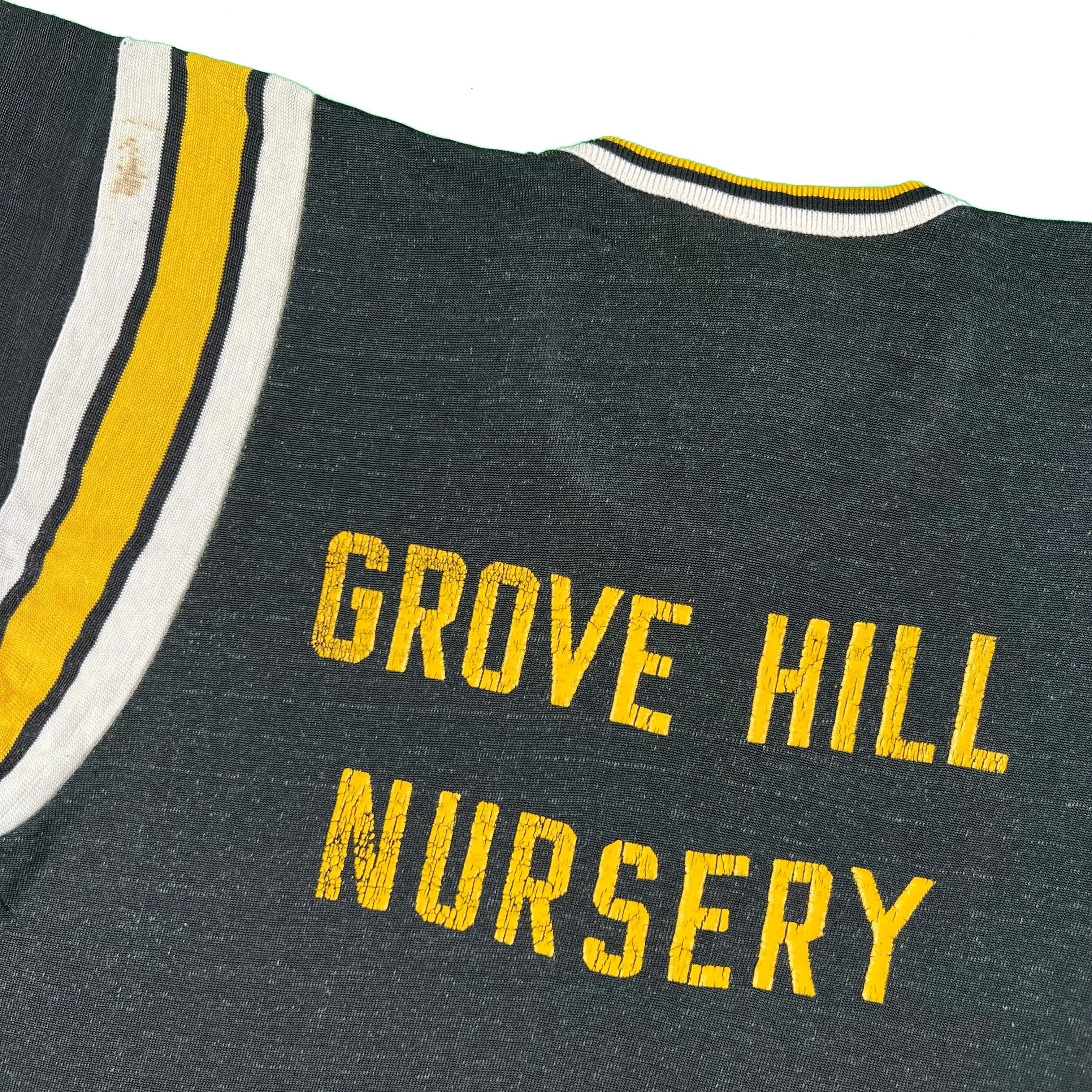 60s Black & Yellow Durene Ringer Jersey Tee- M