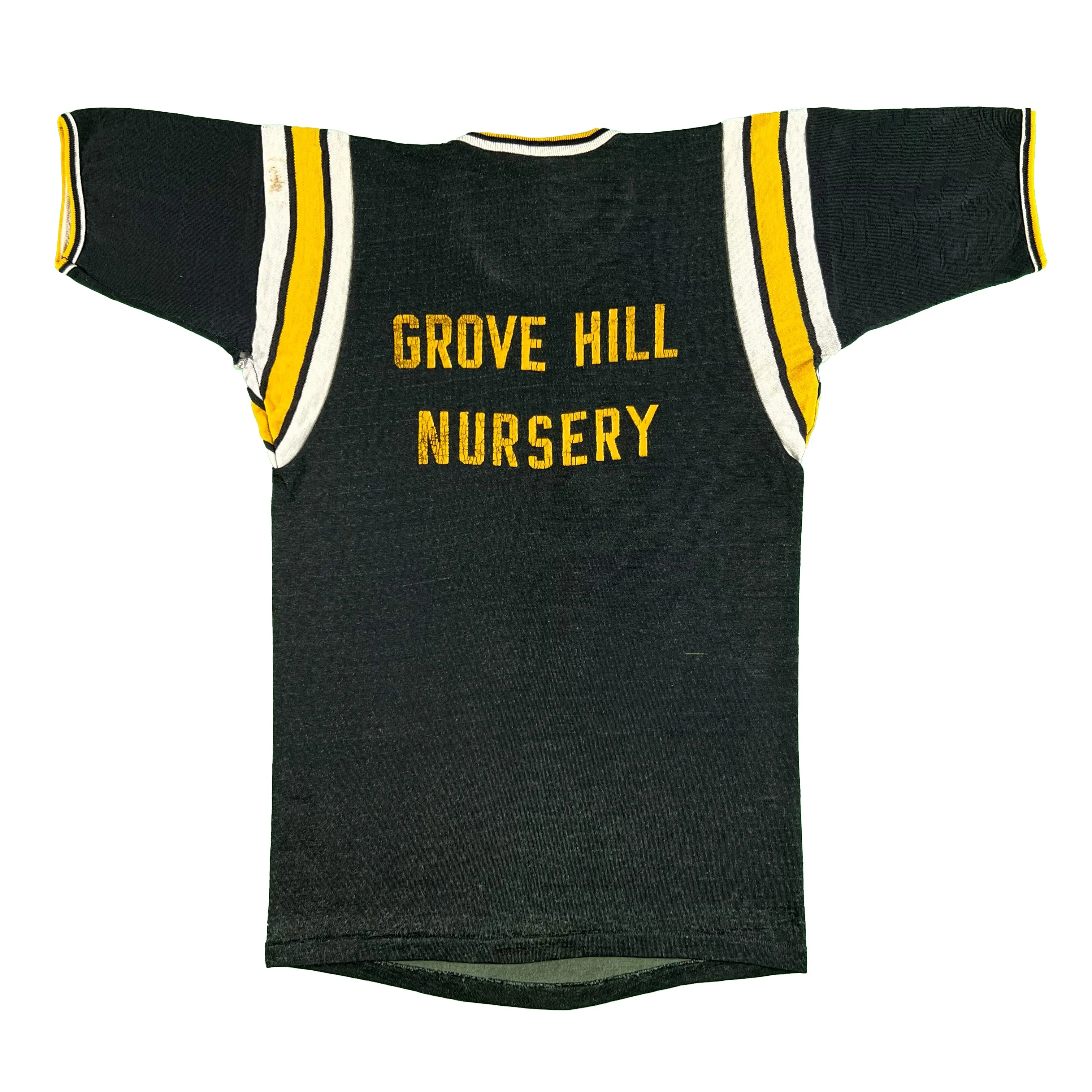 60s Black & Yellow Durene Ringer Jersey Tee- M