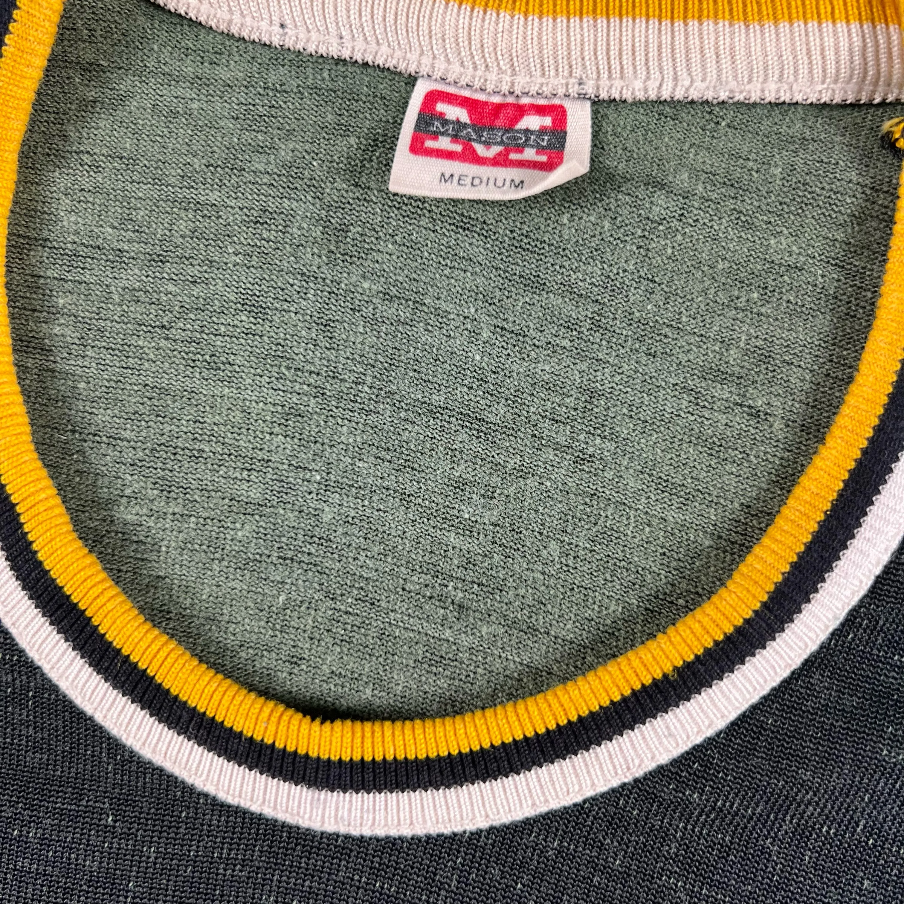 60s Black & Yellow Durene Ringer Jersey Tee- M