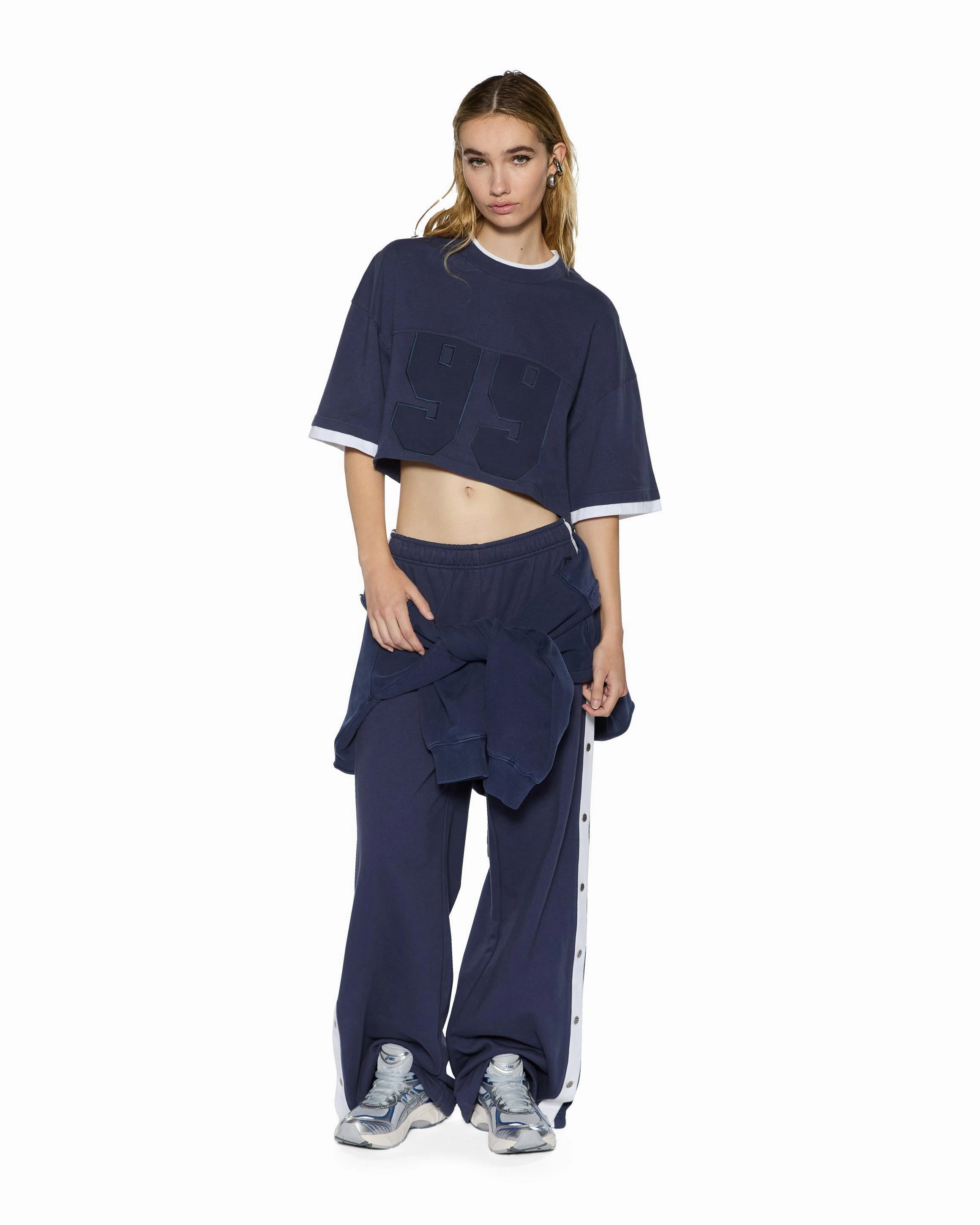 Unstructured Silhouette 99 BOYFRIEND CROPPED SS TEE INK BLUE