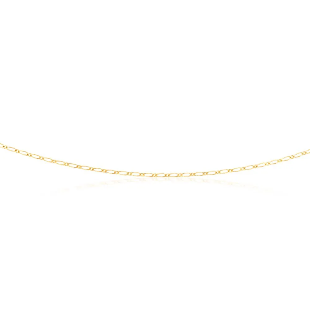 9ct Yellow Gold 40 Gauge 1:1 Figaro 46cm Chain