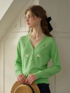 ??Final Sale??Carlo V-Neck Embroidery Cardigan MoistureWicking Fabric