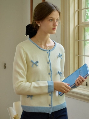 Temperature Regulating Lining ??Final Sale??Clementina Round Neck Bow Cardigan