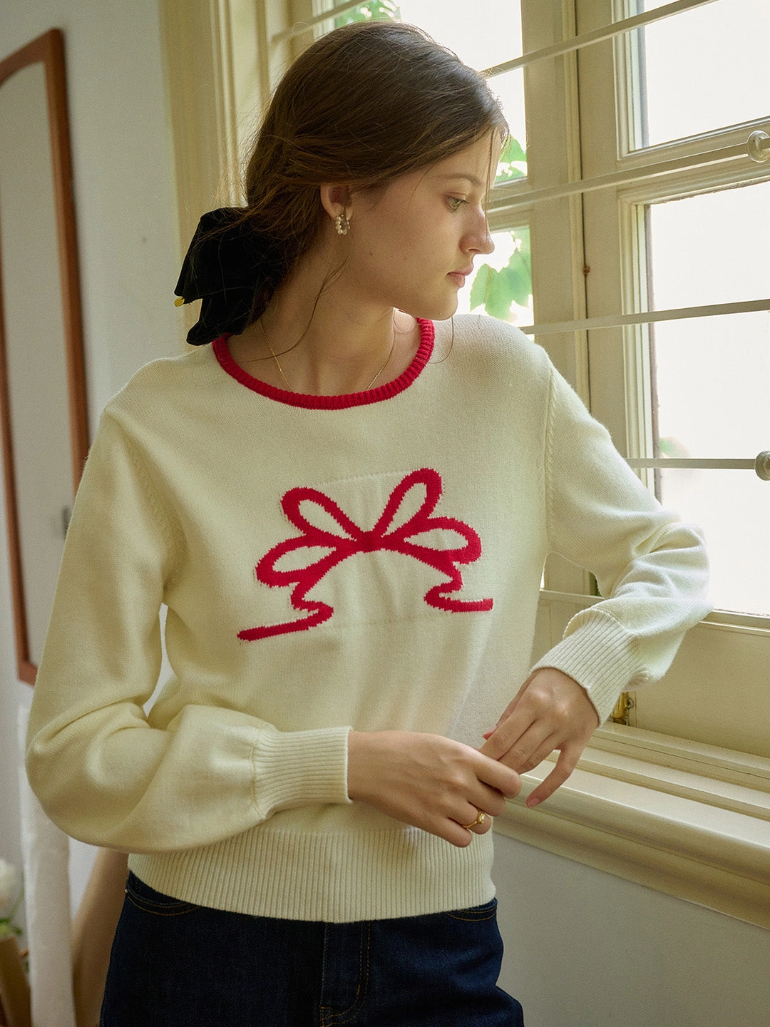 Layered Knit Design Low Impact Dye ??Final Sale??Minnie Round Neck Sweater