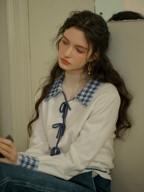 Organic Cotton Breathable Lining ??Final Sale??Rosie Speard Collar Lace-up Cardigan