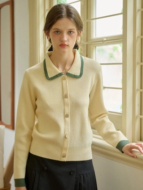 TemperatureRegulating Yarn Seam Free Edges ??Final Sale??Stella Peter Pan Collar Knit Cardigan