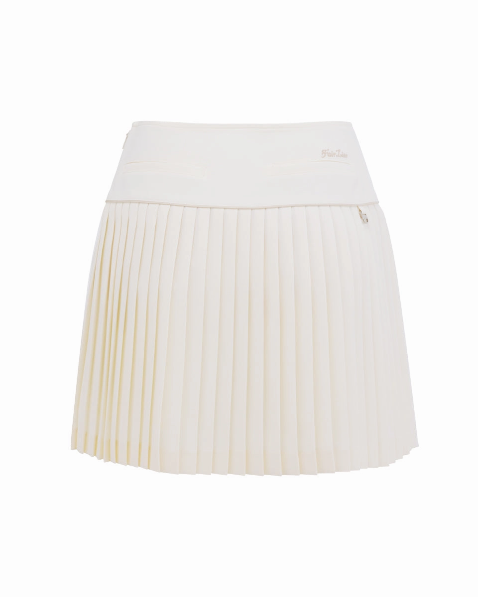 Detachable Tie Light Mood [FL signature] Silk twisted flare pleated skirt - Cream