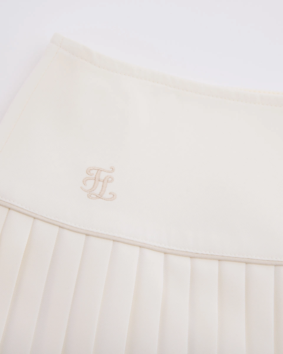 [FL signature] Silk twisted flare pleated skirt - Cream Performance Wear Vibrant Touch