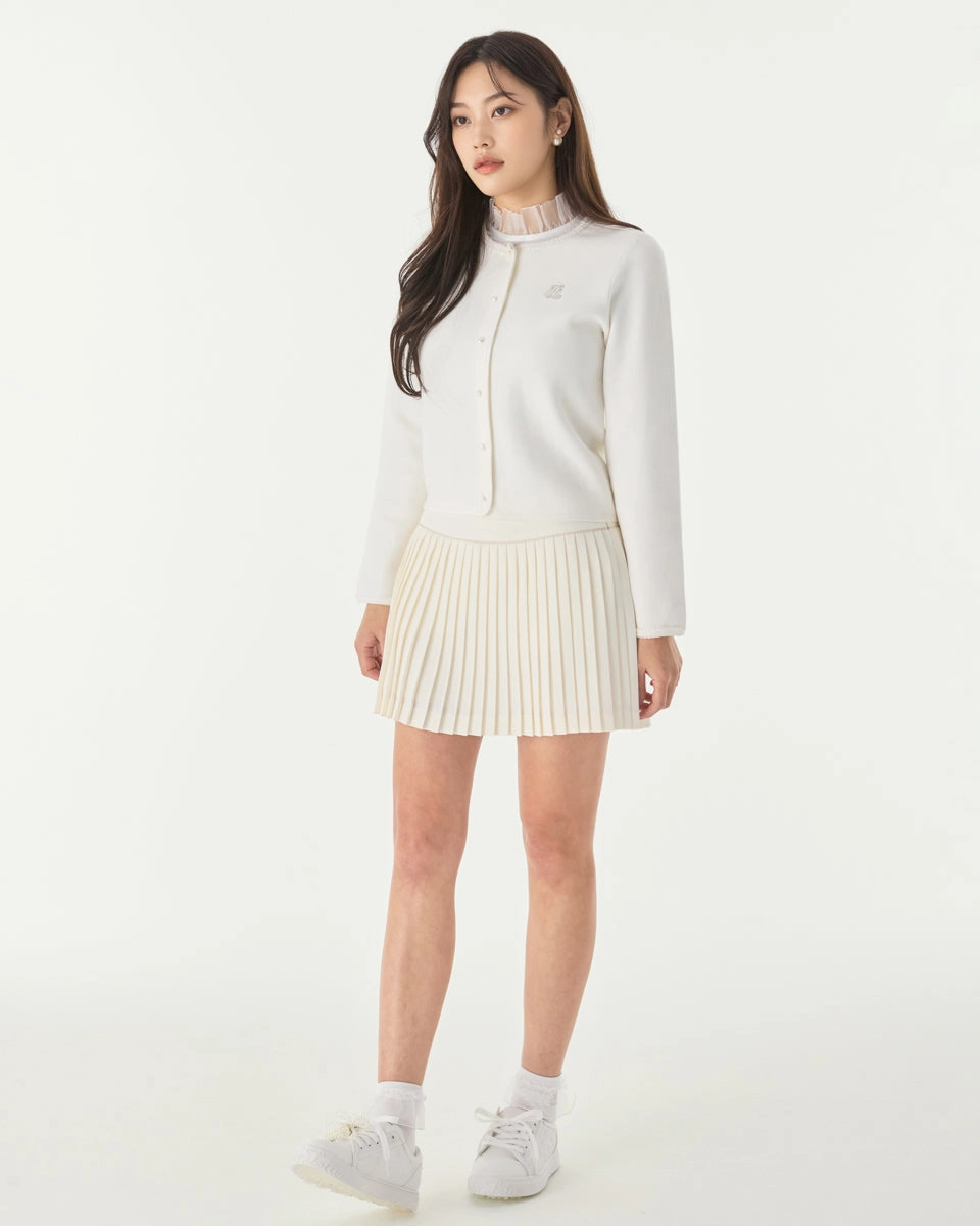 [FL signature] Silk twisted flare pleated skirt - Cream Bold Accent mix and match