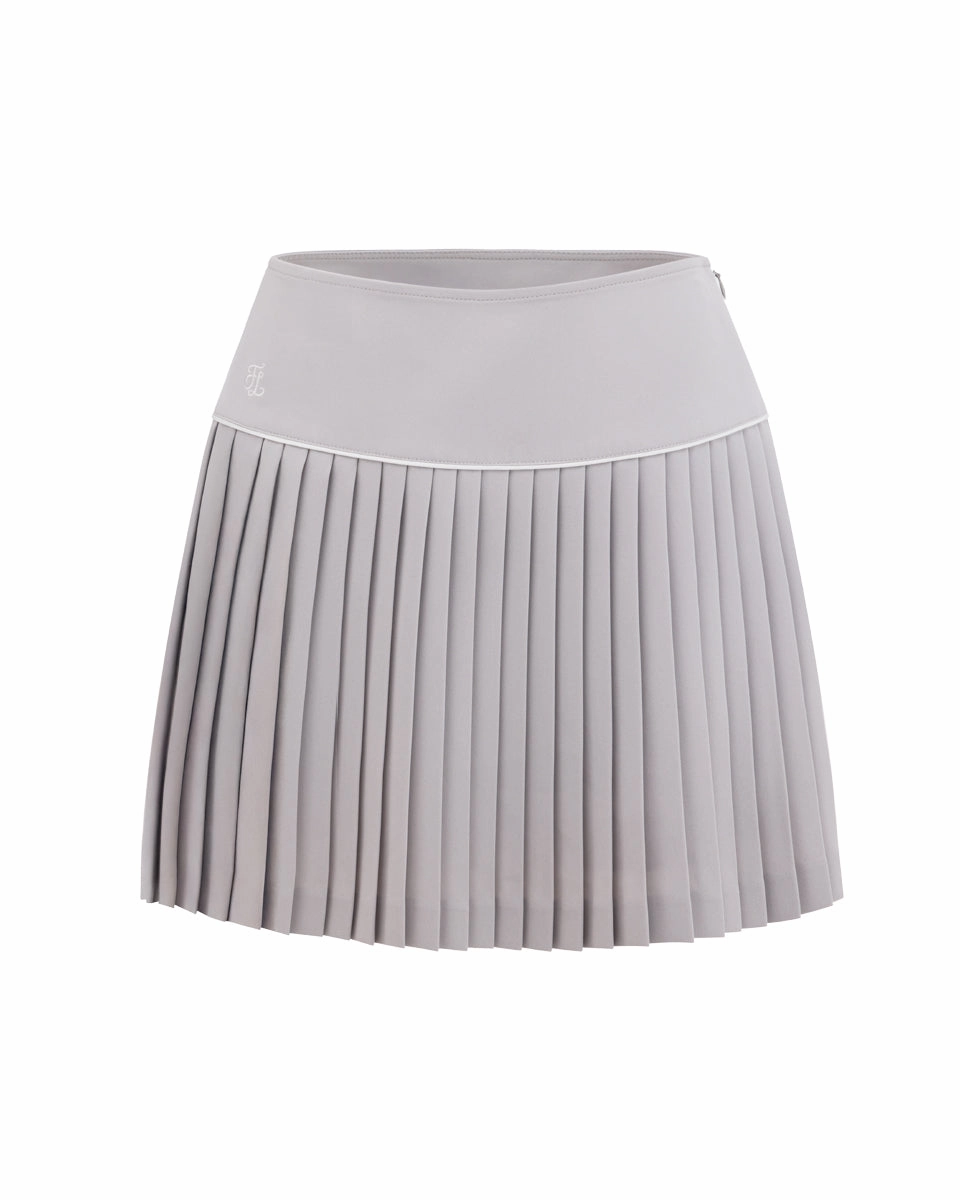 Graceful Look Outfit Essence [FL signature] Silk twisted flare pleated skirt - Grey