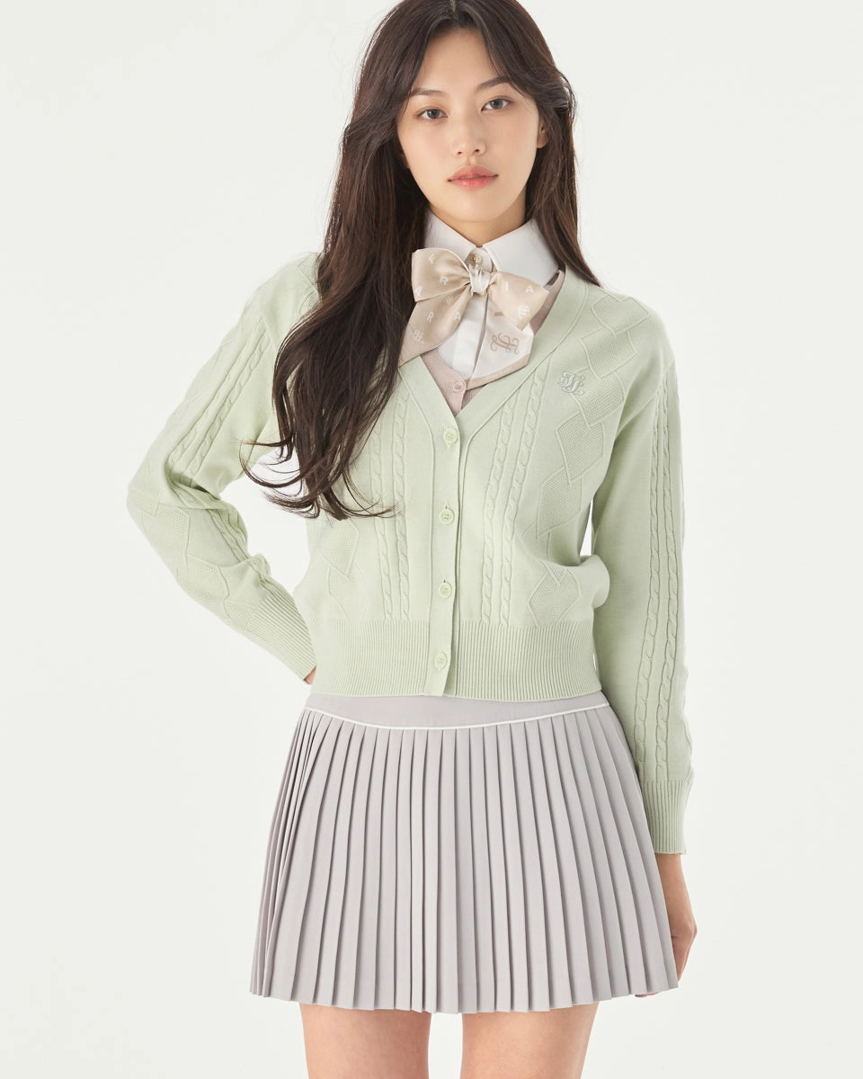[FL signature] Silk twisted flare pleated skirt - Grey Wearable Art
