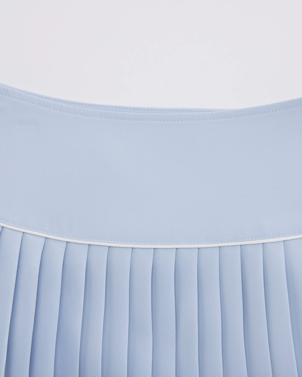 [FL signature] Silk twisted flare pleated skirt - Light Blue Chic casual