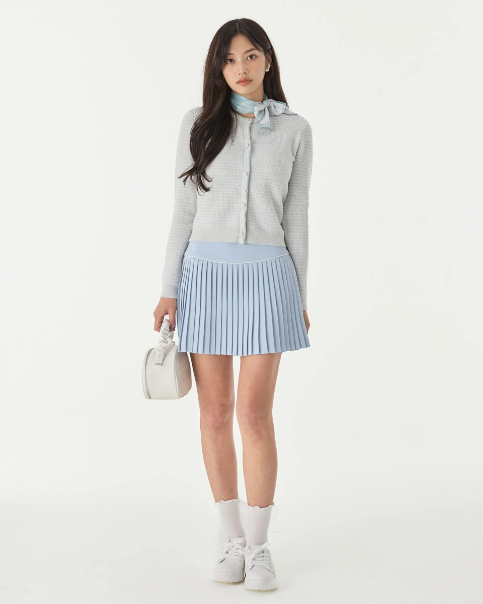 Durable Hem [FL signature] Silk twisted flare pleated skirt - Light Blue