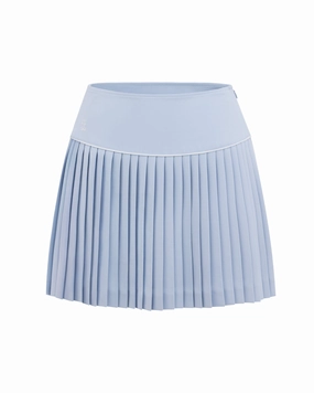 Modern Design [FL signature] Silk twisted flare pleated skirt - Light Blue