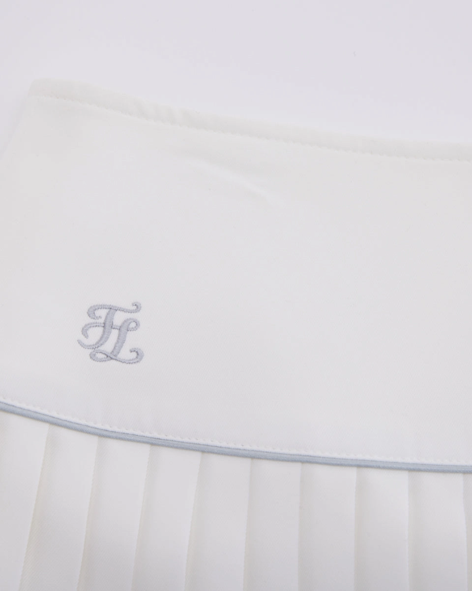 [FL signature] Silk twisted flare pleated skirt - White Roll Up Fasten