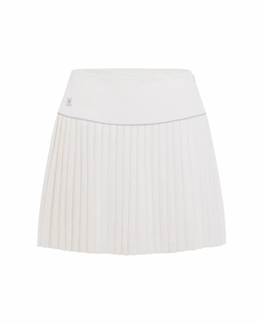 [FL signature] Silk twisted flare pleated skirt - White Easy Motion Stretchable Waist