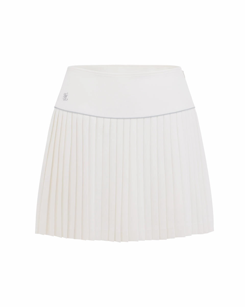 [FL signature] Silk twisted flare pleated skirt - White Easy Motion Stretchable Waist