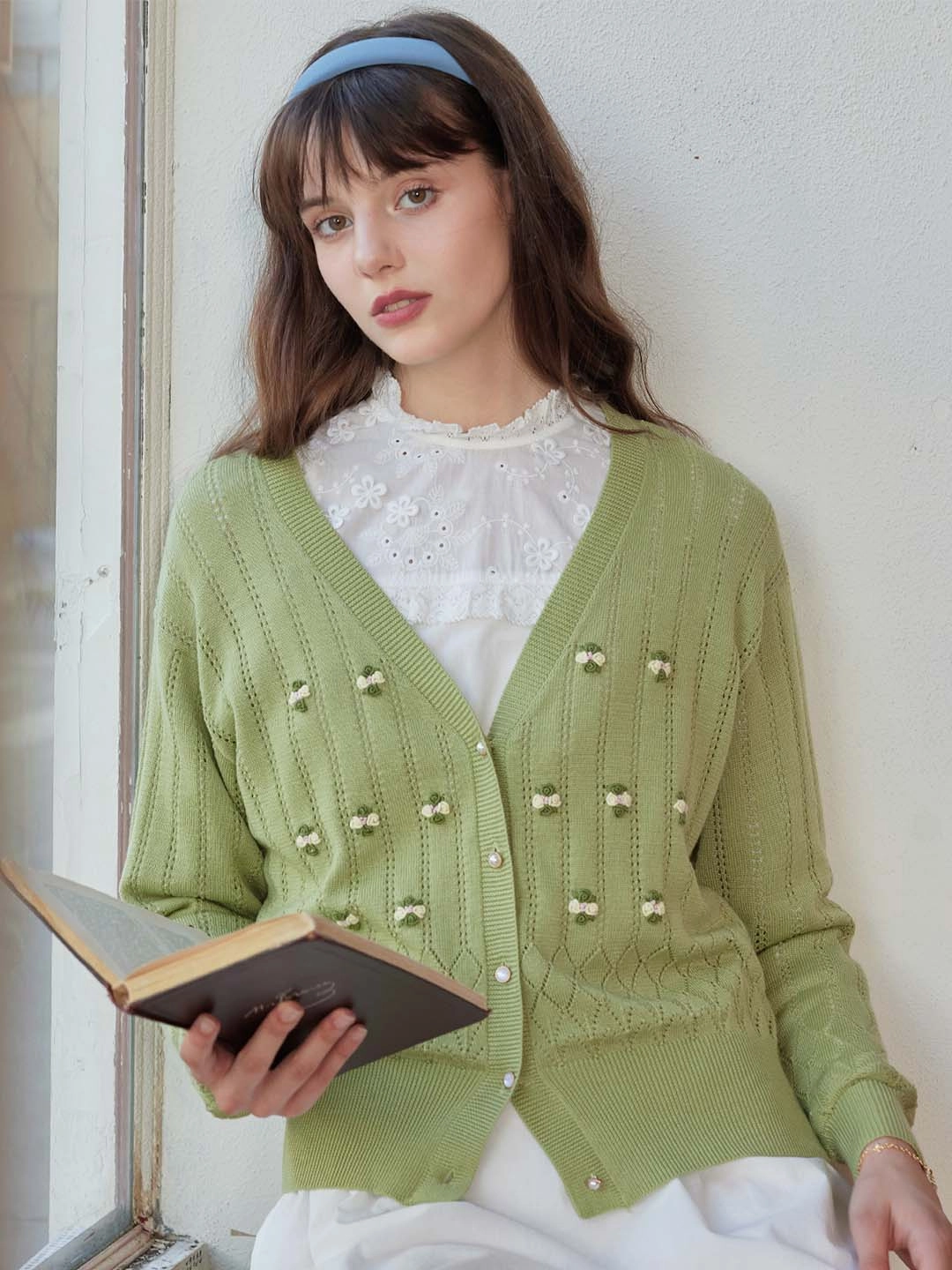 Textured Surface HighElasticity Fabric ??Flash Sale??Millie Pom Pom Detail Button Front Cardigan